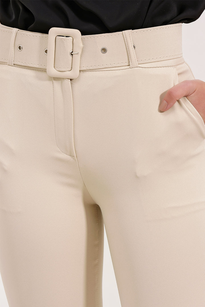 BGD Women Belted Fabric Pants - Beige - Avondale