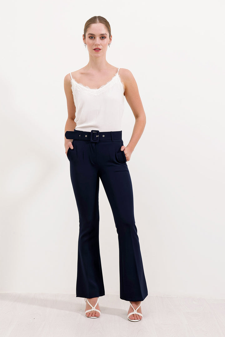 BGD Women Spanish Flared High-Waisted Pants - Navy - Avondale