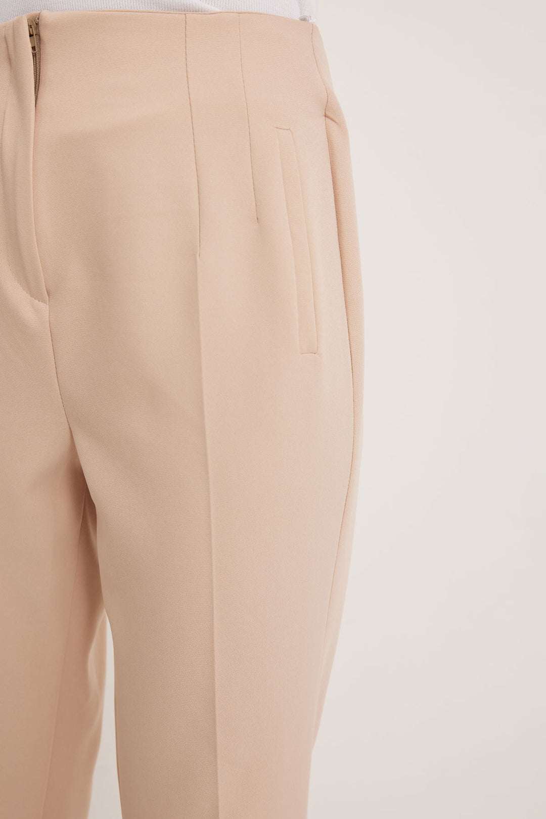 BGD Women Woman Beige High Waisted Fabric Trousers 6650 - Avondale