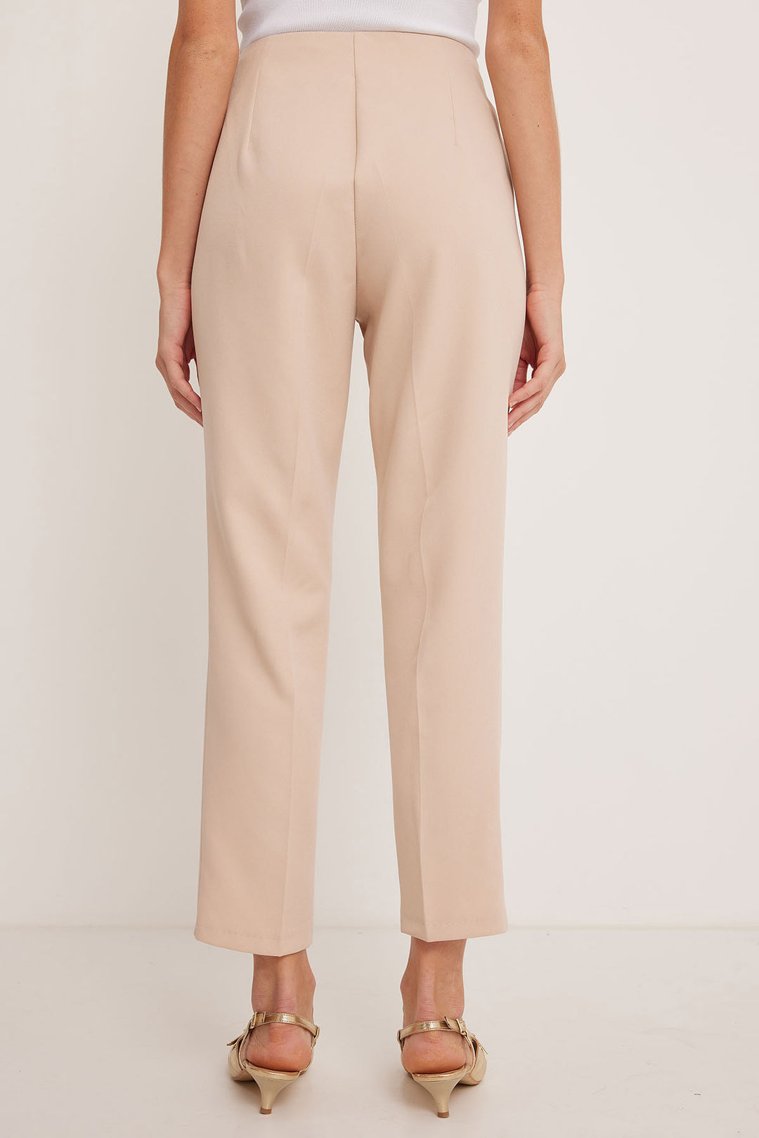 BGD Women Woman Beige High Waisted Fabric Trousers 6650 - Avondale