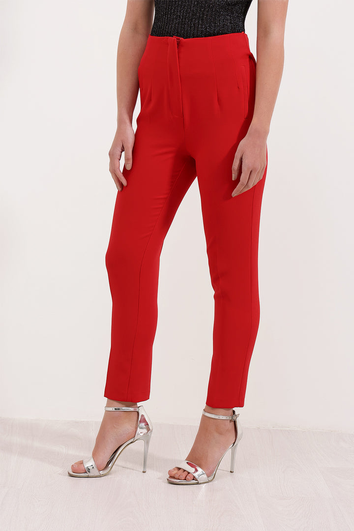 BGD Women Woman Red High Waisted Fabric Pants 6650 - Avondale