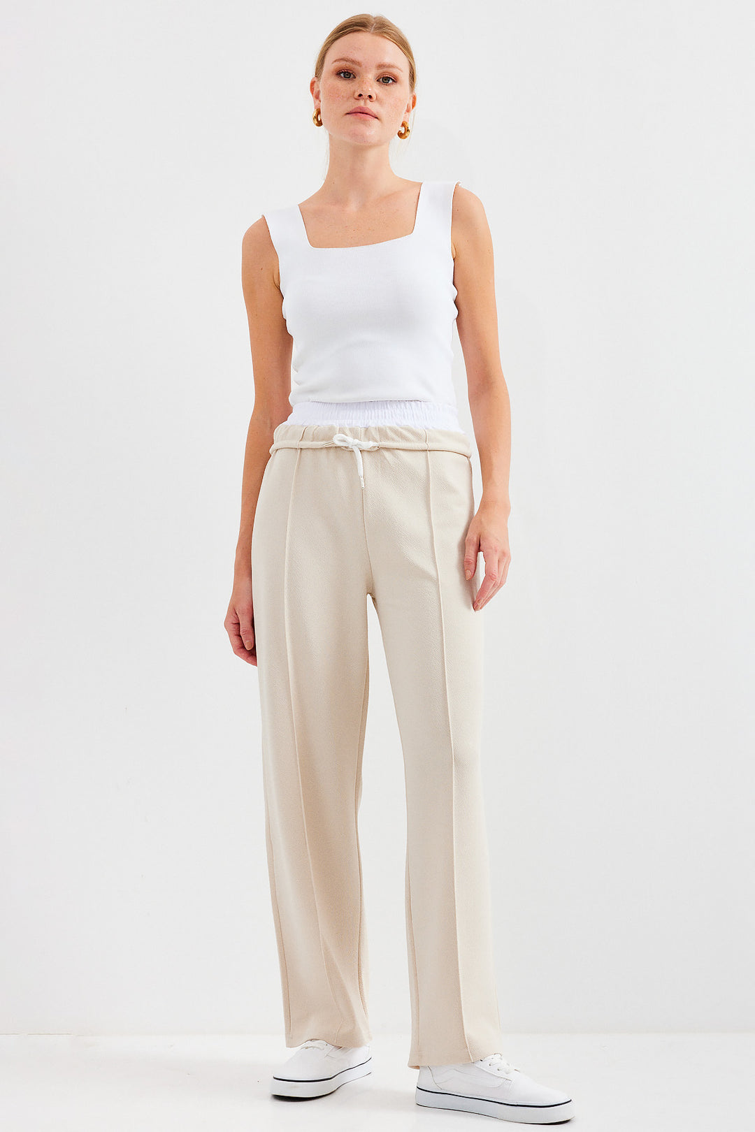 BGD Women Trousers with Straps - Cream - Avondale