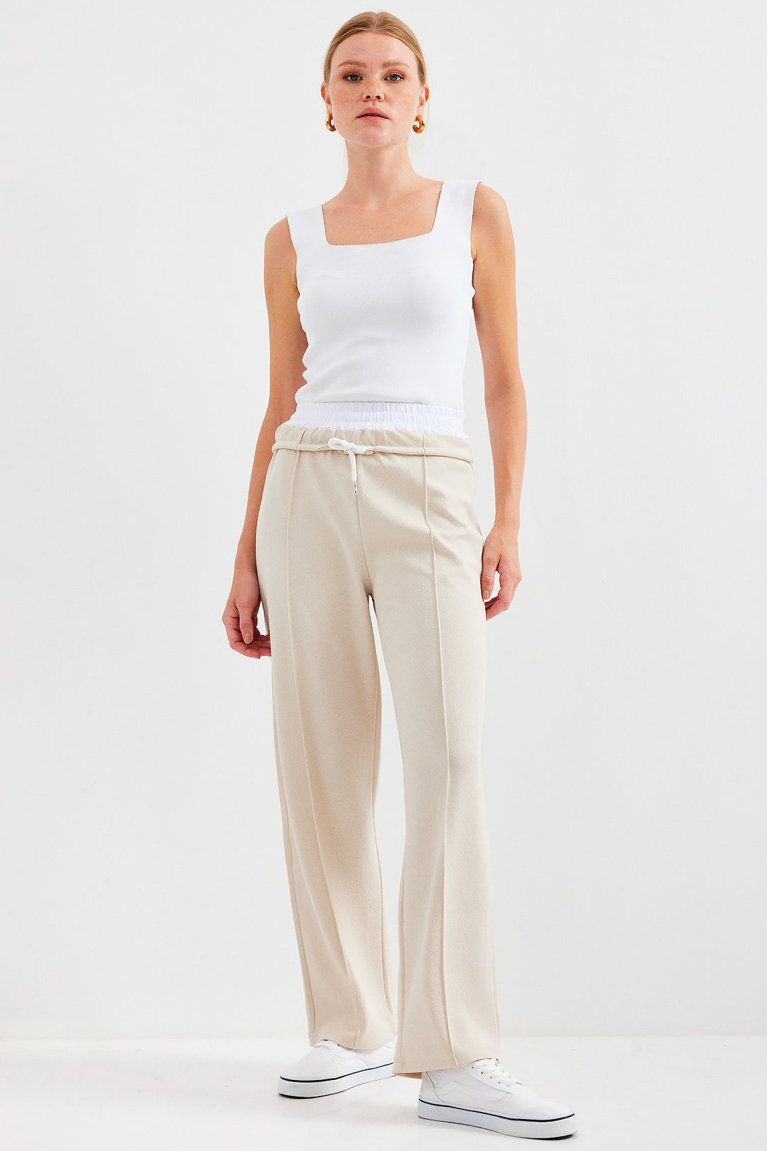 BGD Women Trousers with Straps - Cream - Avondale