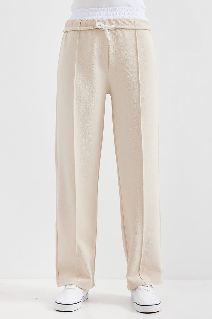 BGD Women Trousers with Straps - Cream - Avondale