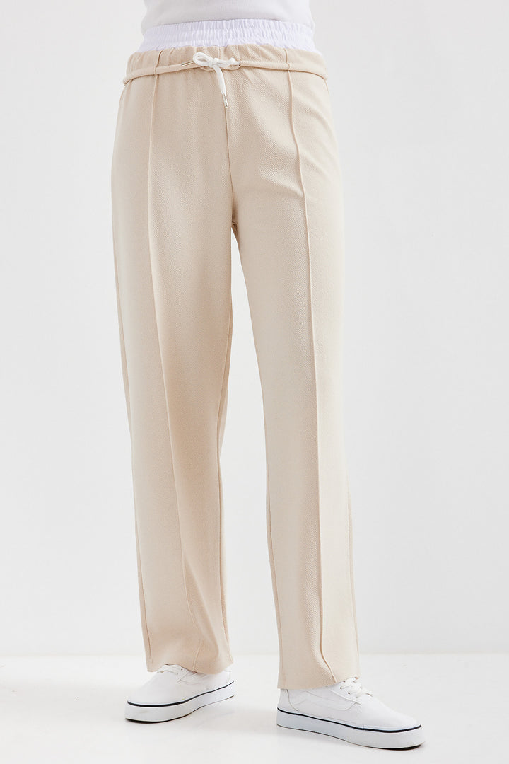 BGD Women Trousers with Straps - Cream - Avondale