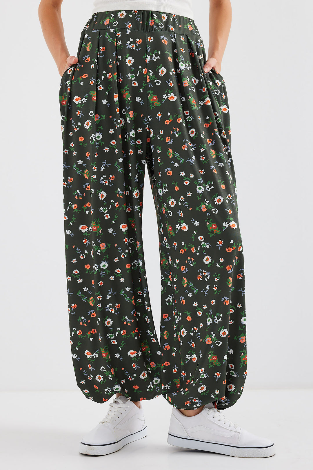 BGD Women Patterned Harem Pants - Khaki - Avondale