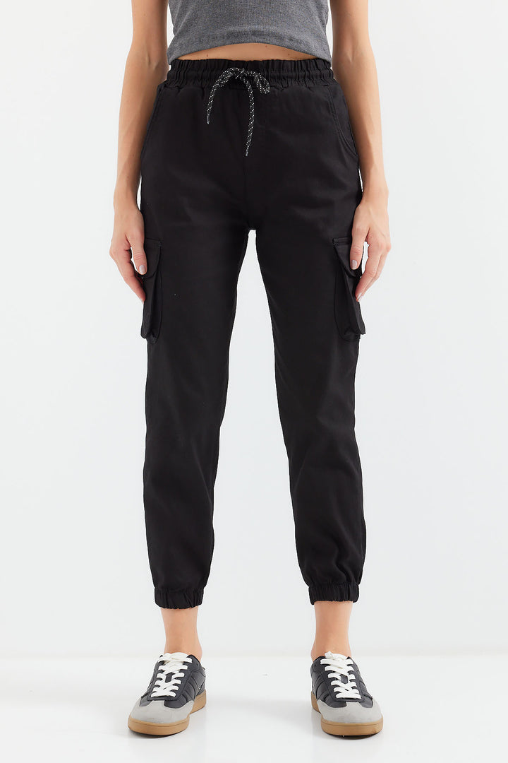 BGD Women Cargo Pocket Jogger Pants - Black - Avondale