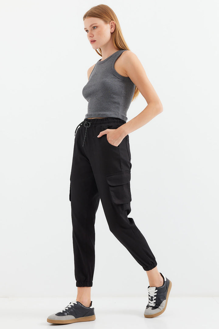 BGD Women Cargo Pocket Jogger Pants - Black - Avondale