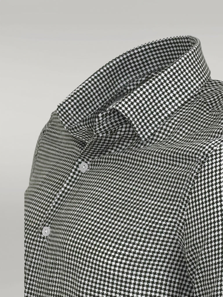 قميص رجالي أخضر بنمط Houndstooth من WSS - سينجين