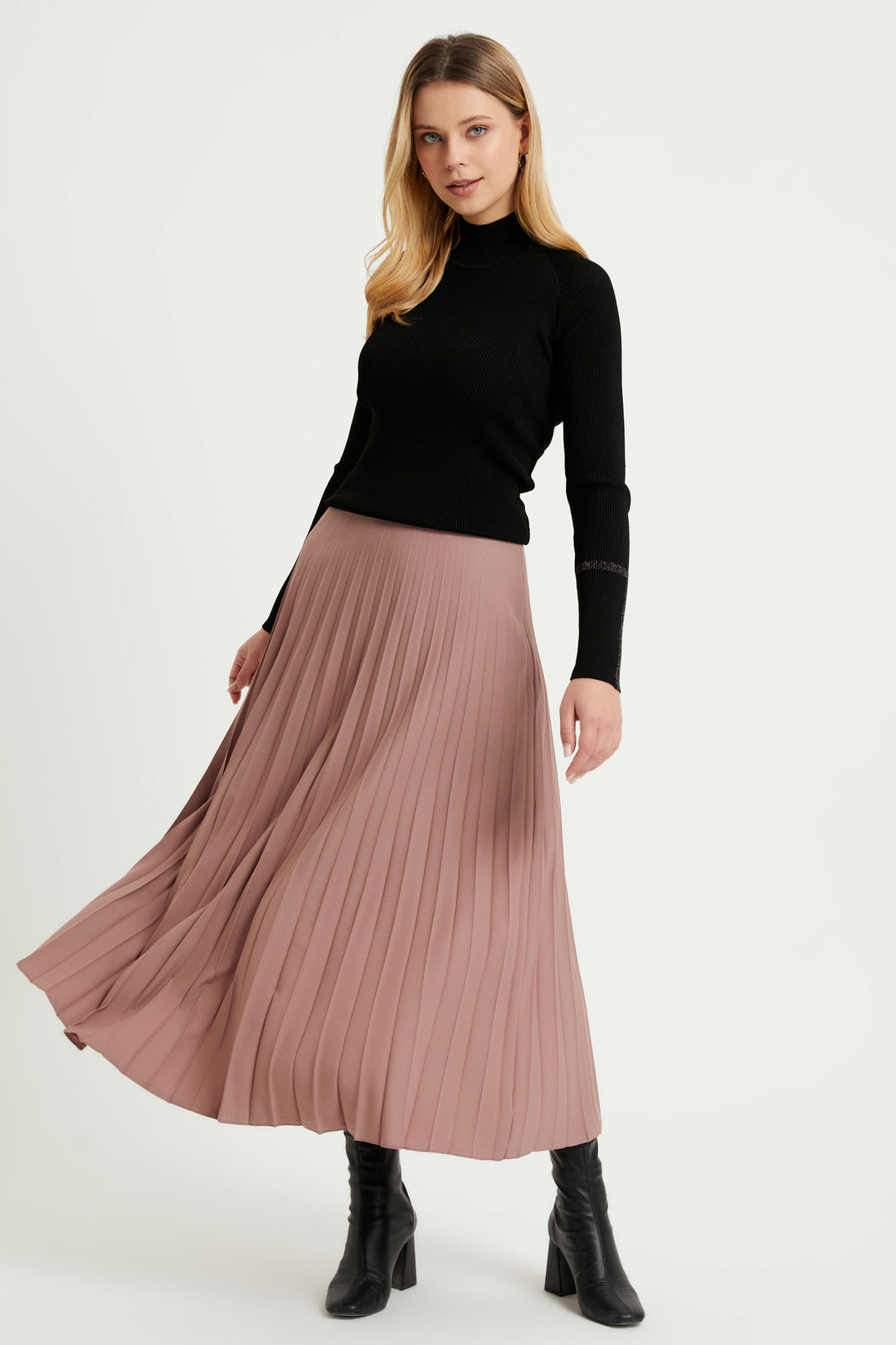 ZRF Women Pleated Basic Skirt - Mink - Torre-Pacheco