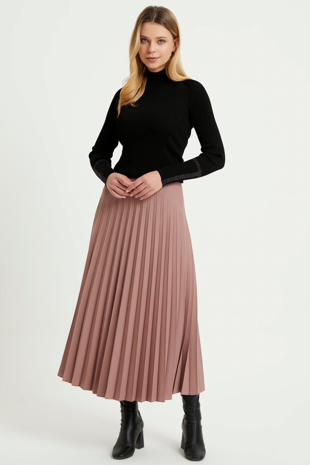 ZRF Women Pleated Basic Skirt - Mink - Torre-Pacheco