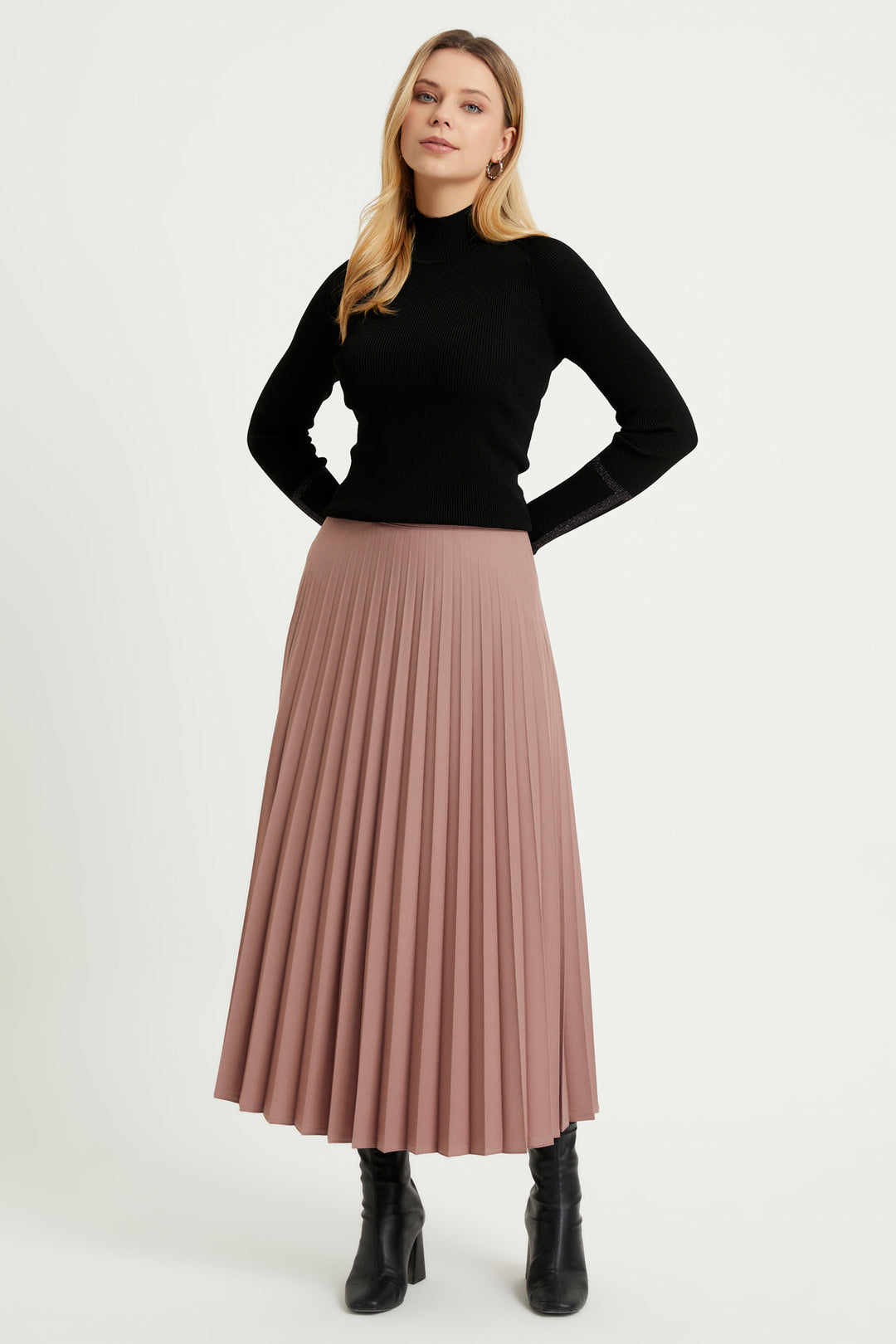 ZRF Women Pleated Basic Skirt - Mink - Torre-Pacheco