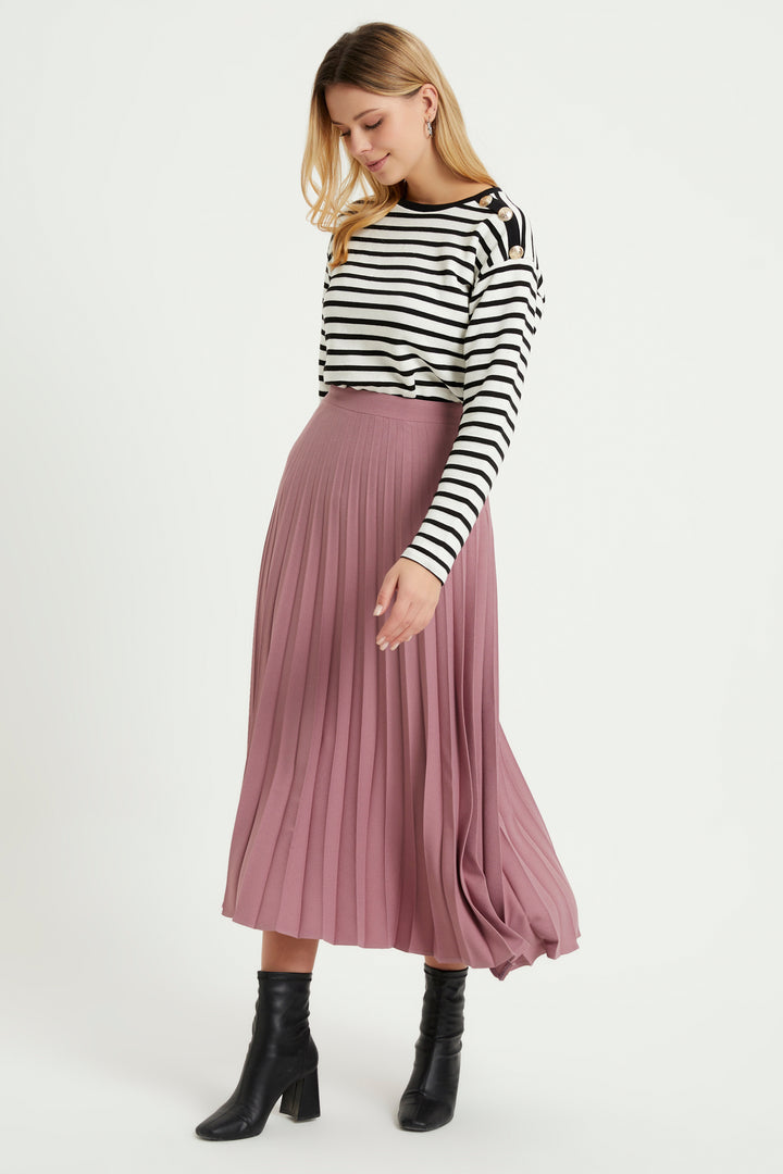 ZRF Women Pleated Basic Skirt - Rose Pink - Irákleio