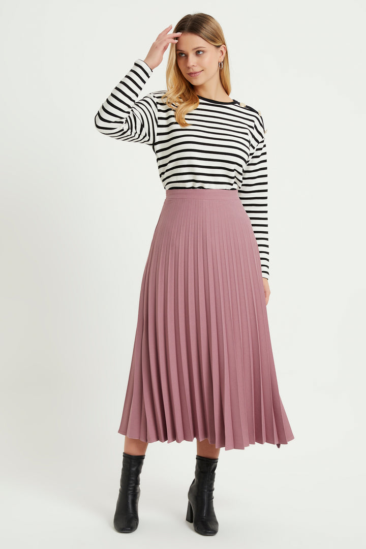 ZRF Women Pleated Basic Skirt - Rose Pink - Irákleio