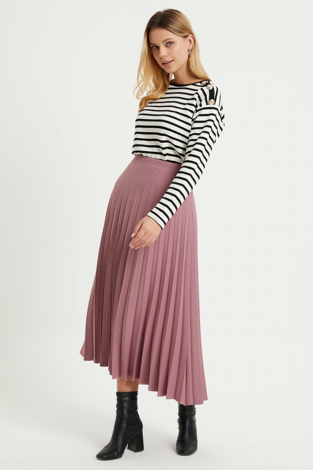 ZRF Women Pleated Basic Skirt - Rose Pink - Irákleio