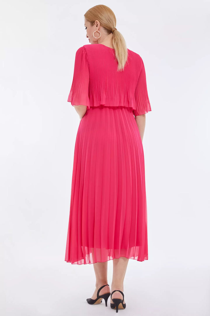 FRV Fuchsia plus size chiffon short sleeve midi dress - Tulcea