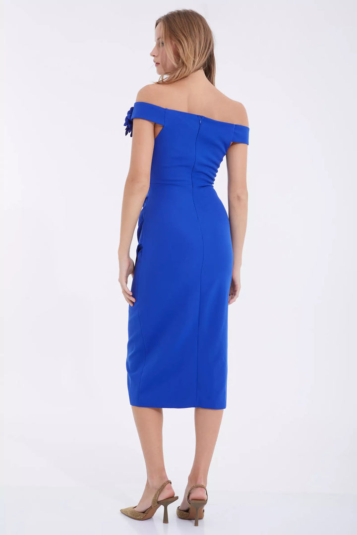 Frv Blue Crepe Dooveless Midi платье - Громовая бухта