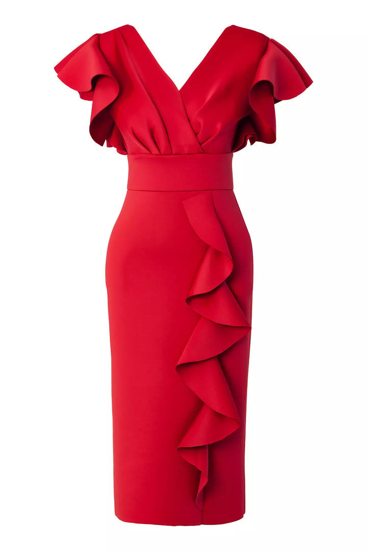 FRV Red dolphin sleeveless midi dress - Pearland