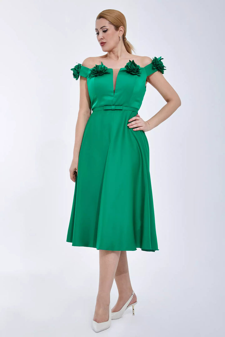 FRV Green plus size satin sleeveless midi dress - Landshut