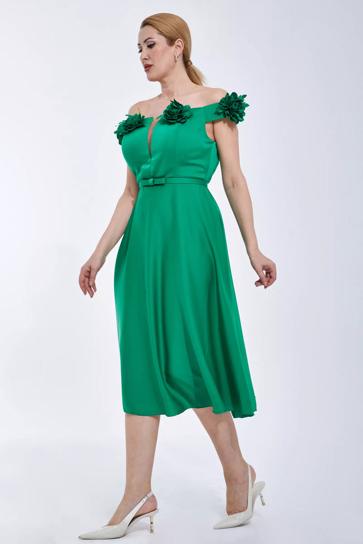 FRV Green plus size satin sleeveless midi dress - Landshut