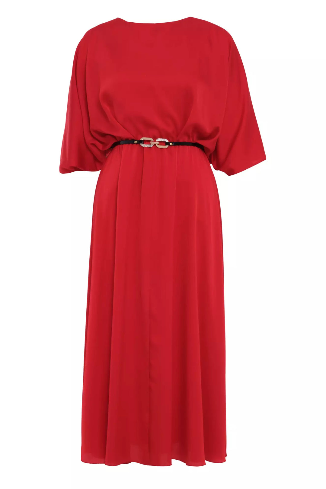 FRV Red plus size satin short sleeve midi dress - Mazarrón