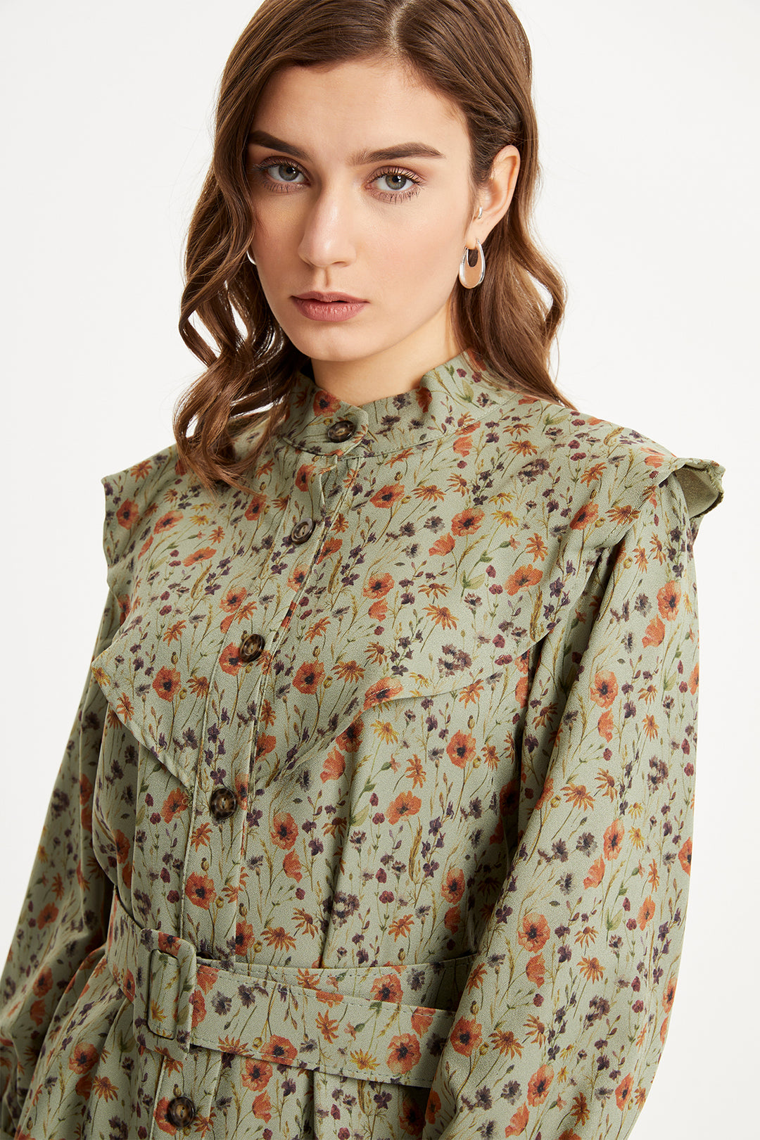 ZRF Women Belted Floral Patterned Suit - Green - Kitchener