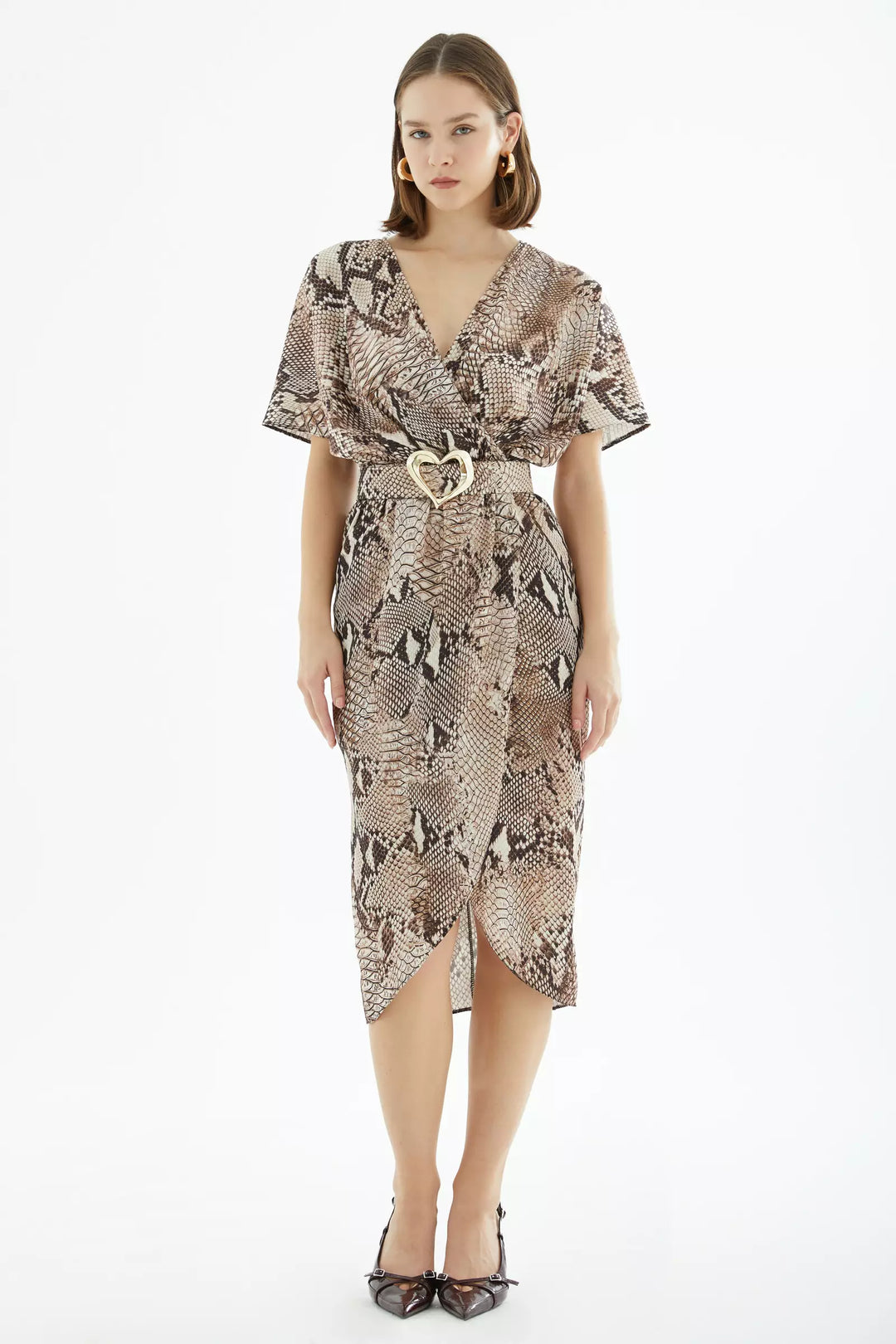 FRV Printed satin short sleeve midi dress - Châteauroux