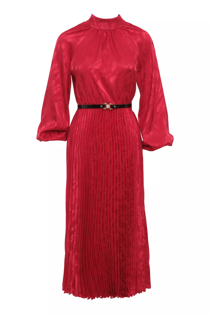 FRV Red satin long sleeve midi dress - Stavroúpoli