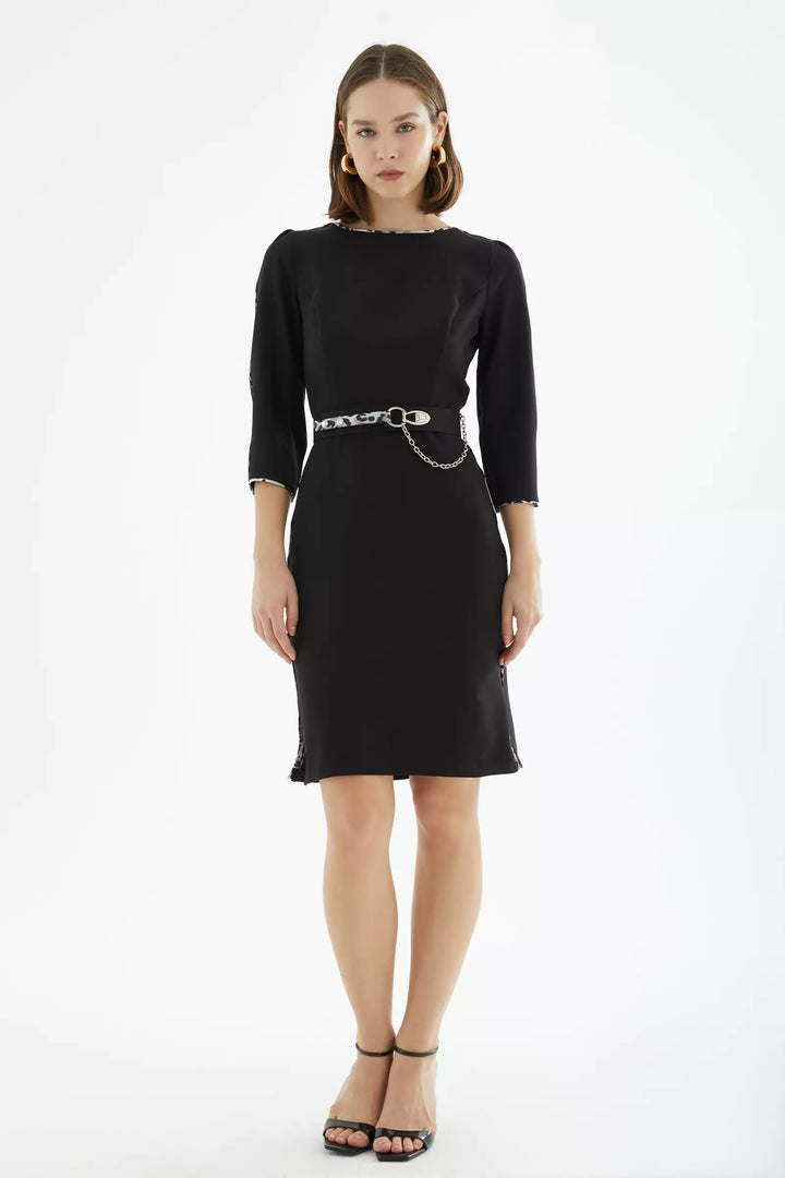 FRV Printed crepe long sleeve midi dress - Limoges