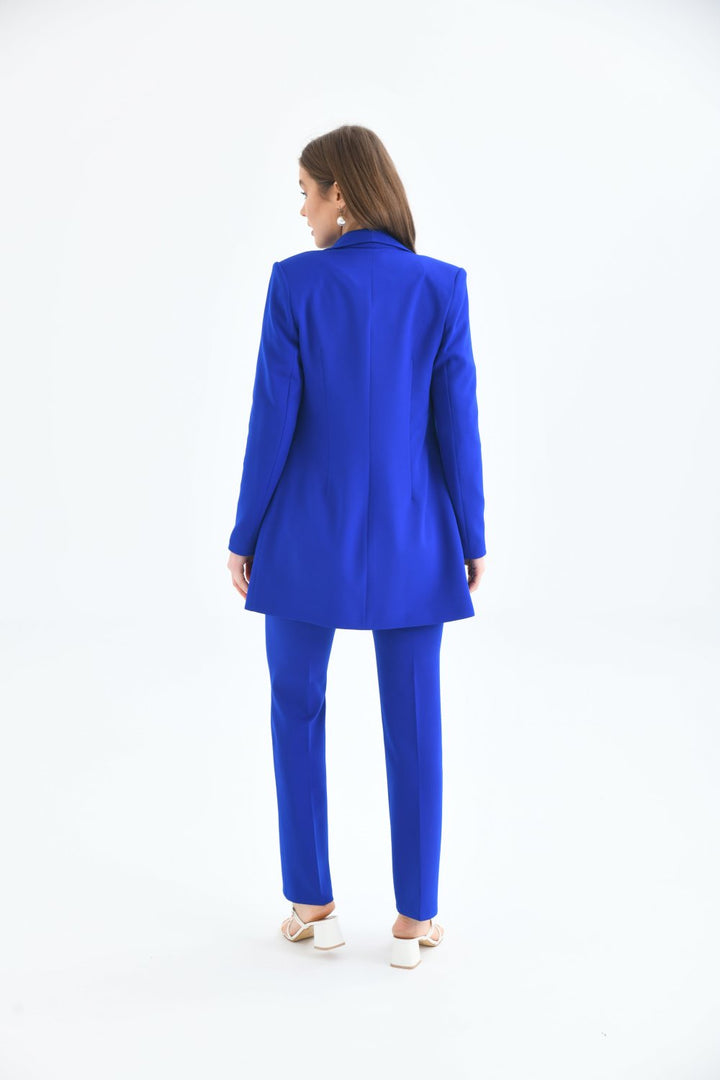 NDL Femmes 4-bouton Châle Collier Suit des femmes en bleu sax - Islip