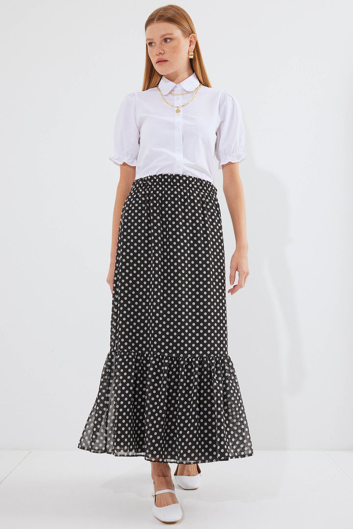 BGD Women Patterned Chiffon Skirt - Black - Avondale