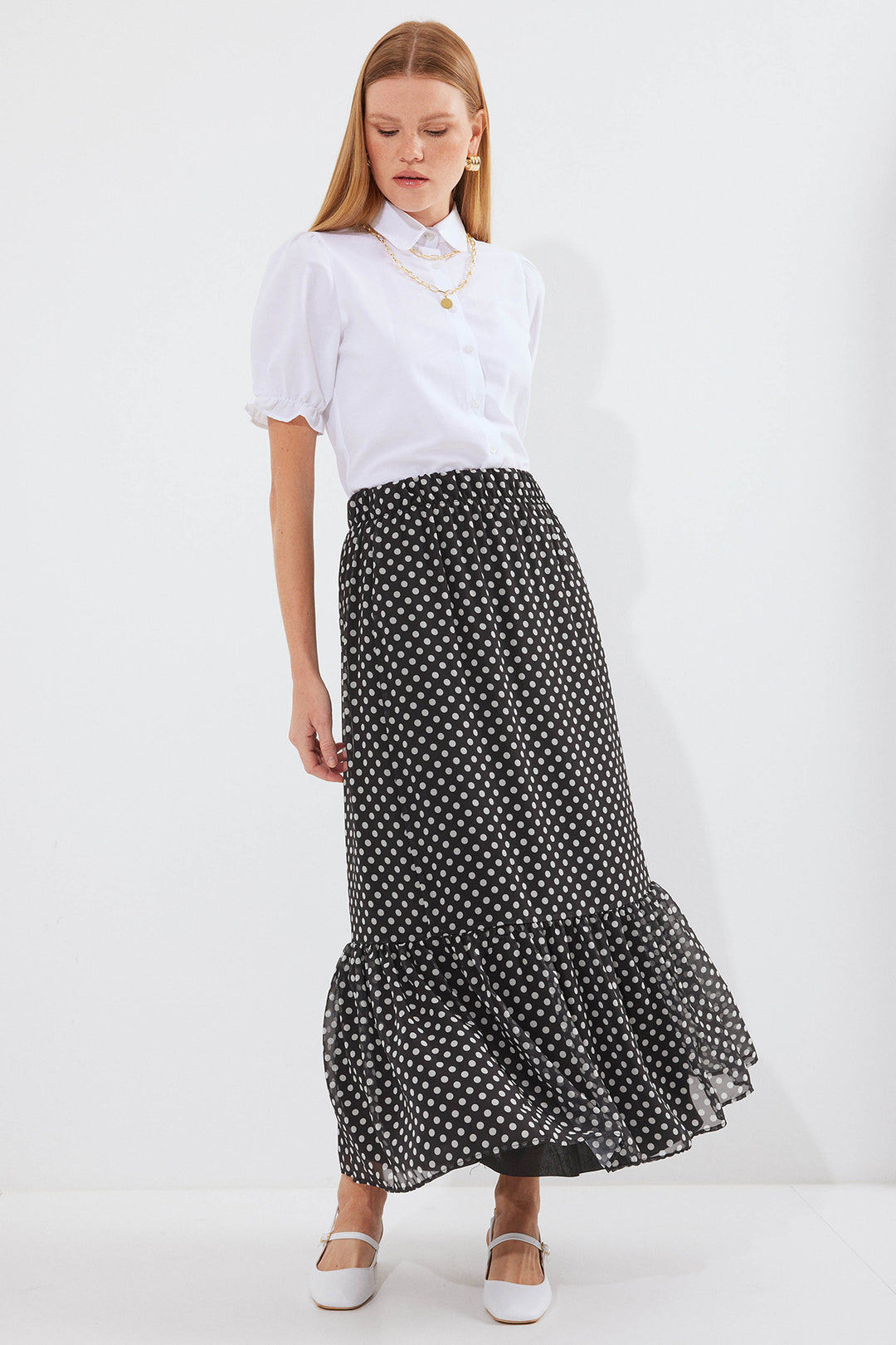 BGD Women Patterned Chiffon Skirt - Black - Avondale