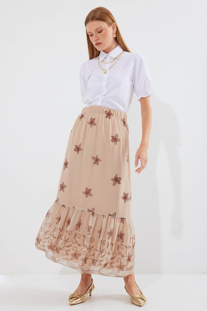 BGD Women Patterned Chiffon Skirt - Mink - Avondale