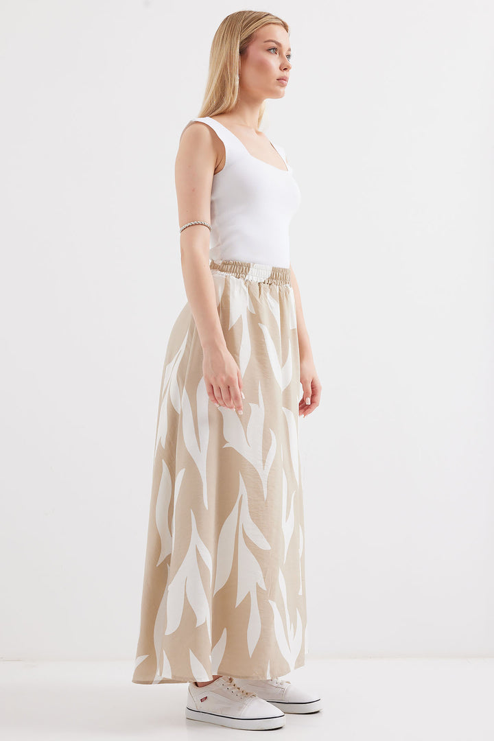 BGD Women Patterned Long Skirt - Beige - Avondale