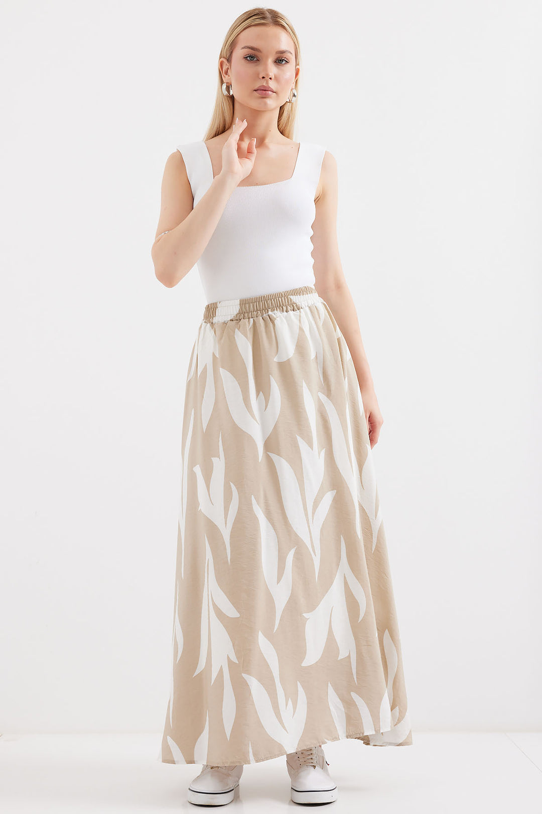 BGD Women Patterned Long Skirt - Beige - Avondale