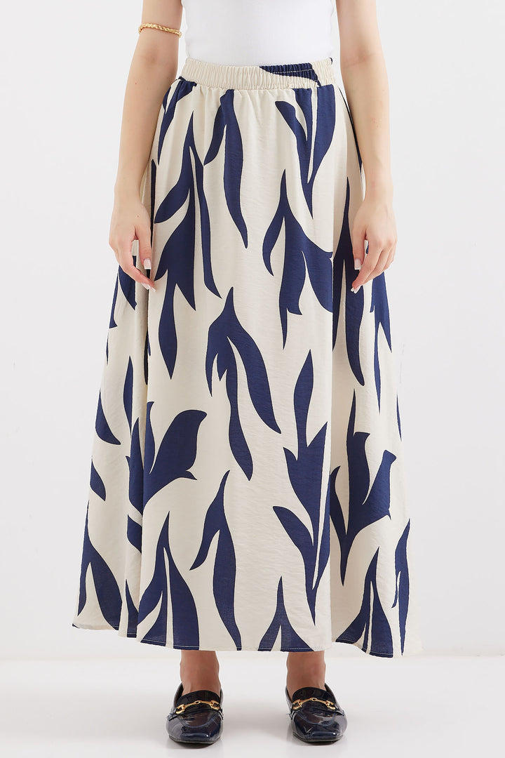 BGD Women Patterned Long Skirt - Navy Blue - Avondale