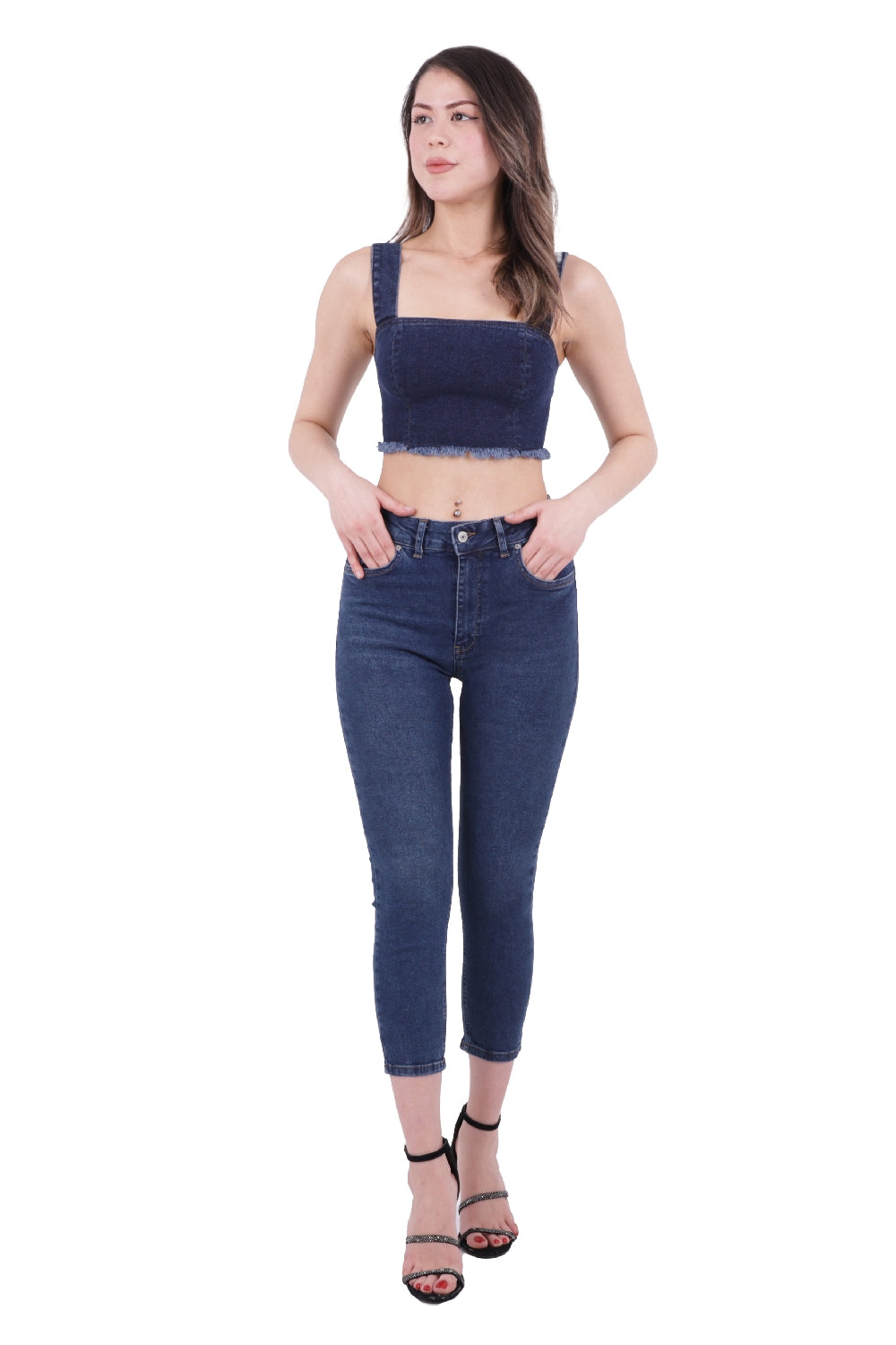 XLJ High Waisted Short Skinny Jean Mixed - Ede