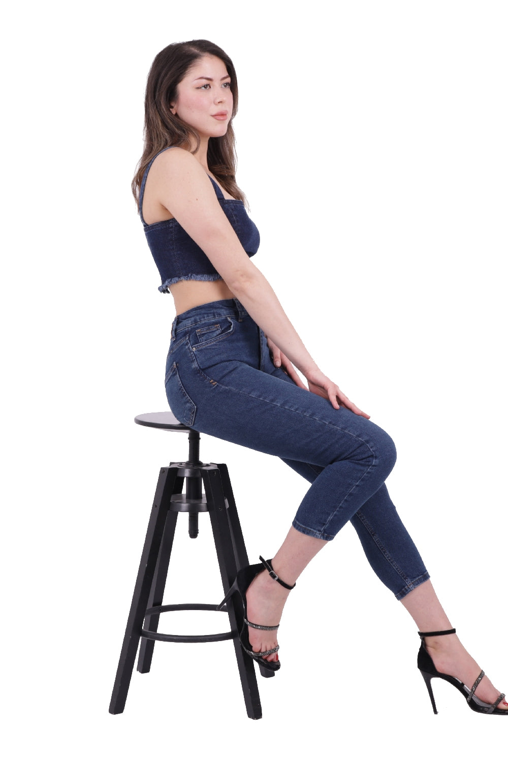 XLJ High Waisted Short Skinny Jean Mixed - Ede