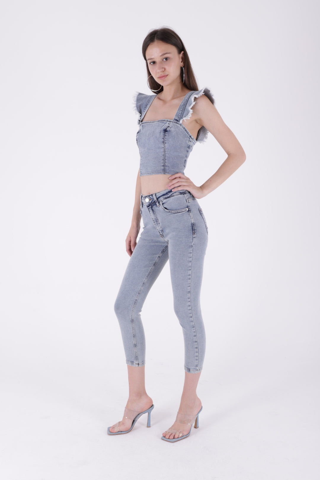 XLJ High Waisted Short Skinny Jean Mixed - Brentwood