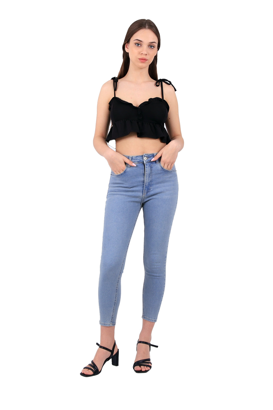 XLJ High Waisted Short Skinny Jean Mixed - Khrustalnyi