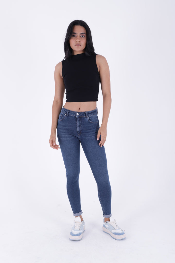 XLJ Double Folded Bottom High Waisted Skinny Short Jean Mixed - Washington