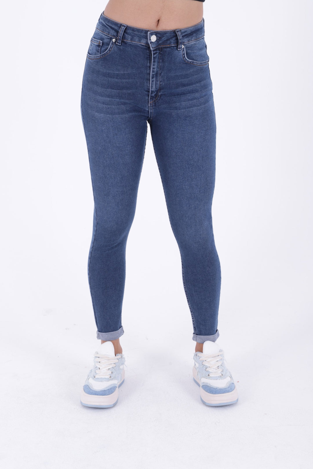 XLJ Double Folded Bottom High Waisted Skinny Short Jean Mixed - Washington