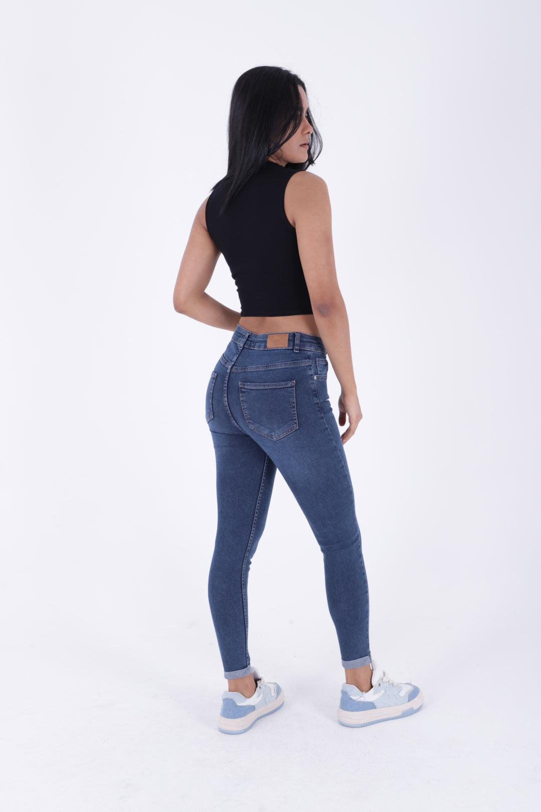 XLJ Double Folded Bottom High Waisted Skinny Short Jean Mixed - Washington