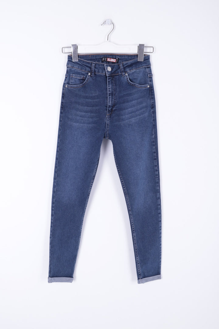 XLJ Double Folded Bottom High Waisted Skinny Short Jean Mixed - Washington