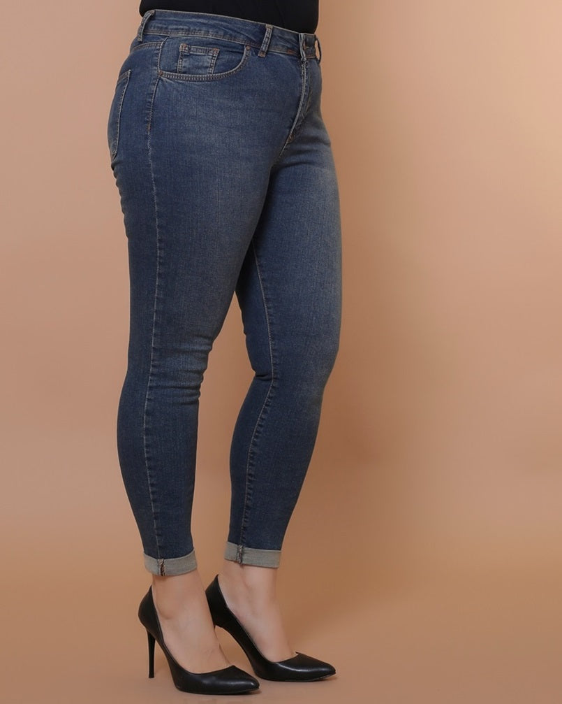 XLJ Double Folded Bottom High Waisted Skinny Short Jean Mixed - Brockton