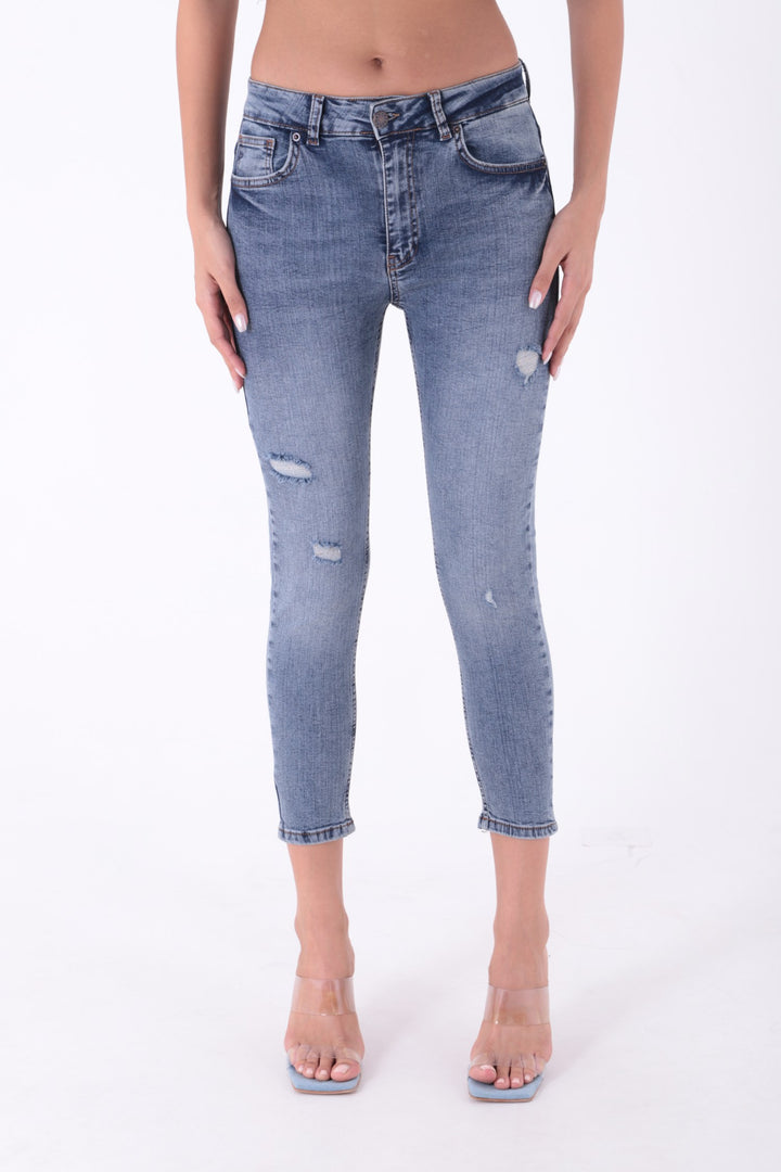 XLJ Low Rise Skinny Jean with Laser Ripped Mixed - Santa María Atzompa