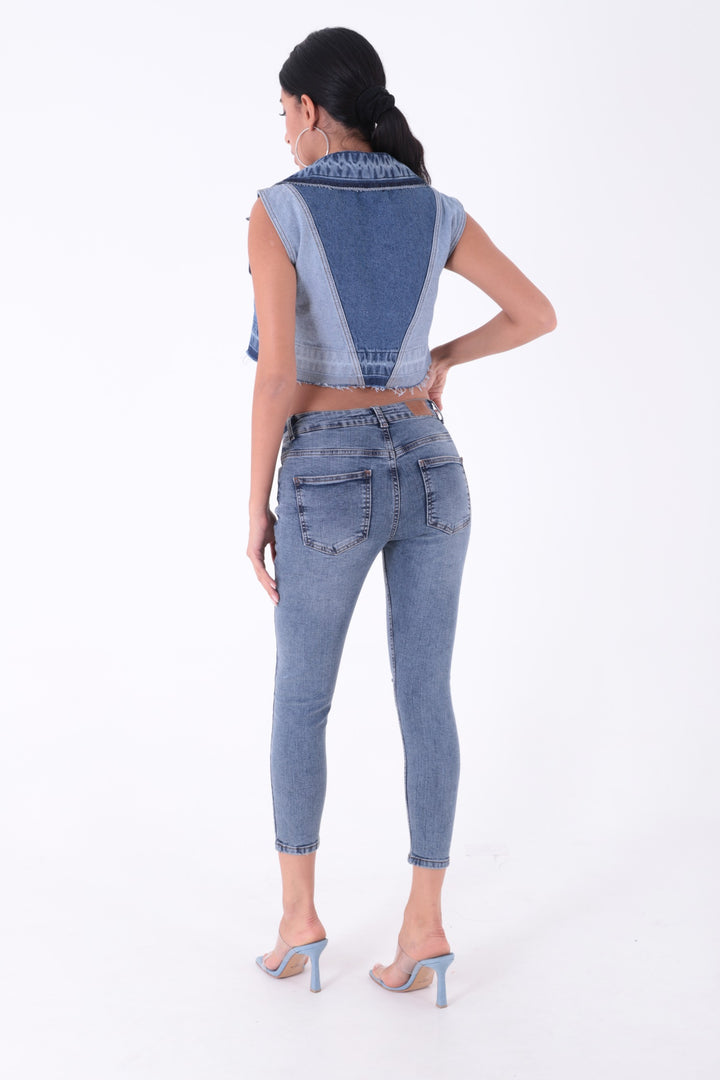 XLJ Low Rise Skinny Jean with Laser Ripped Mixed - Santa María Atzompa