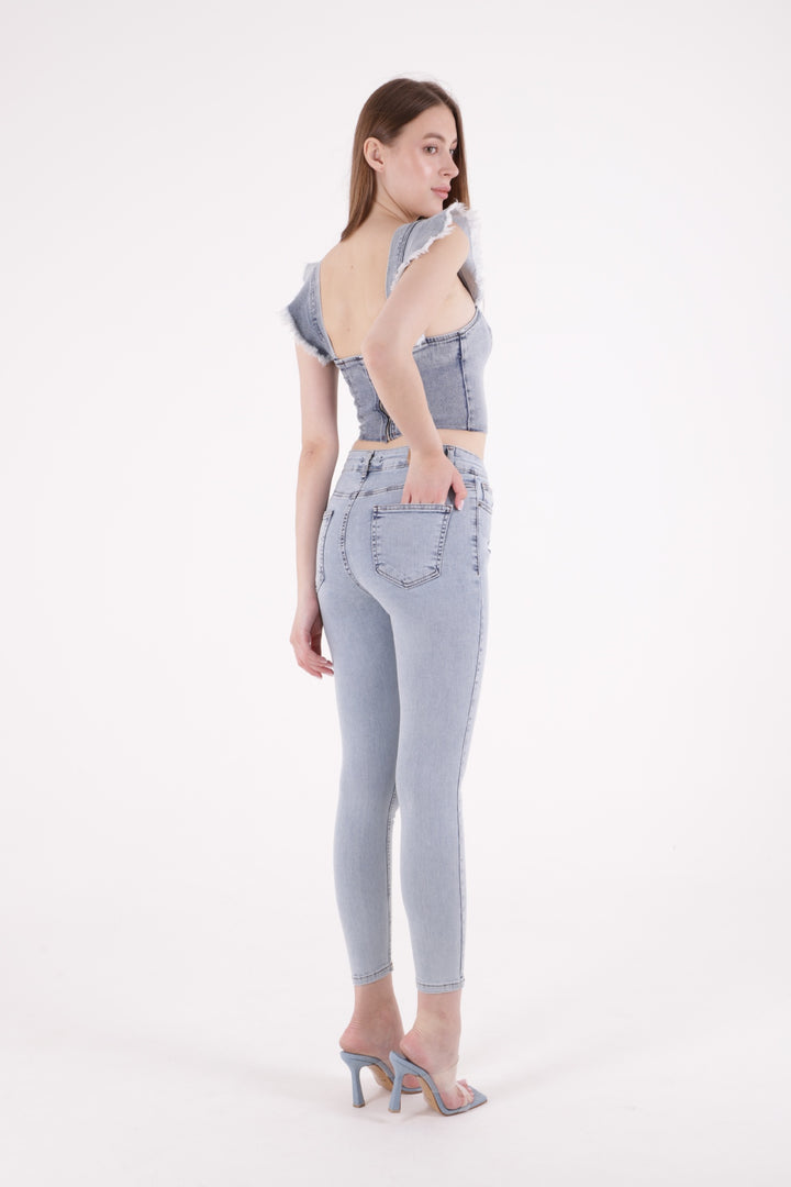 XLJ High Waisted and Little Ripped Skinny Jean Mixed - Como