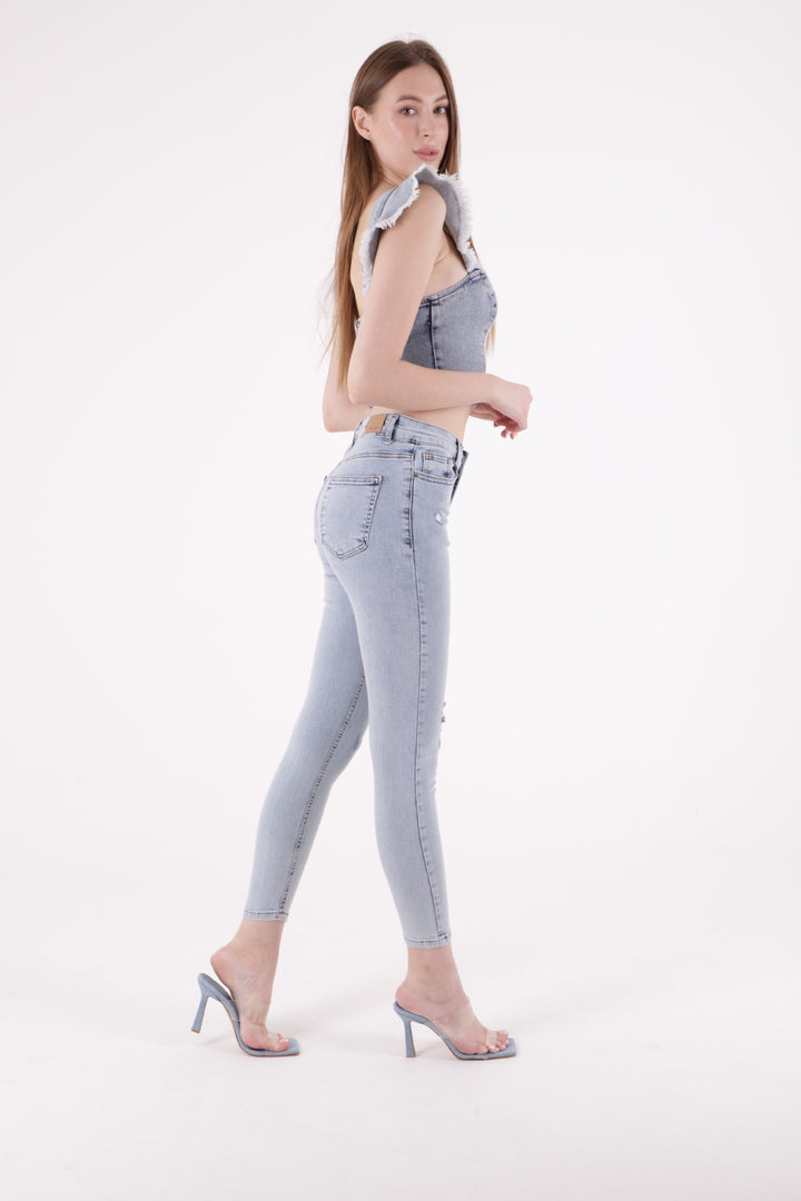 XLJ High Waisted and Little Ripped Skinny Jean Mixed - Como