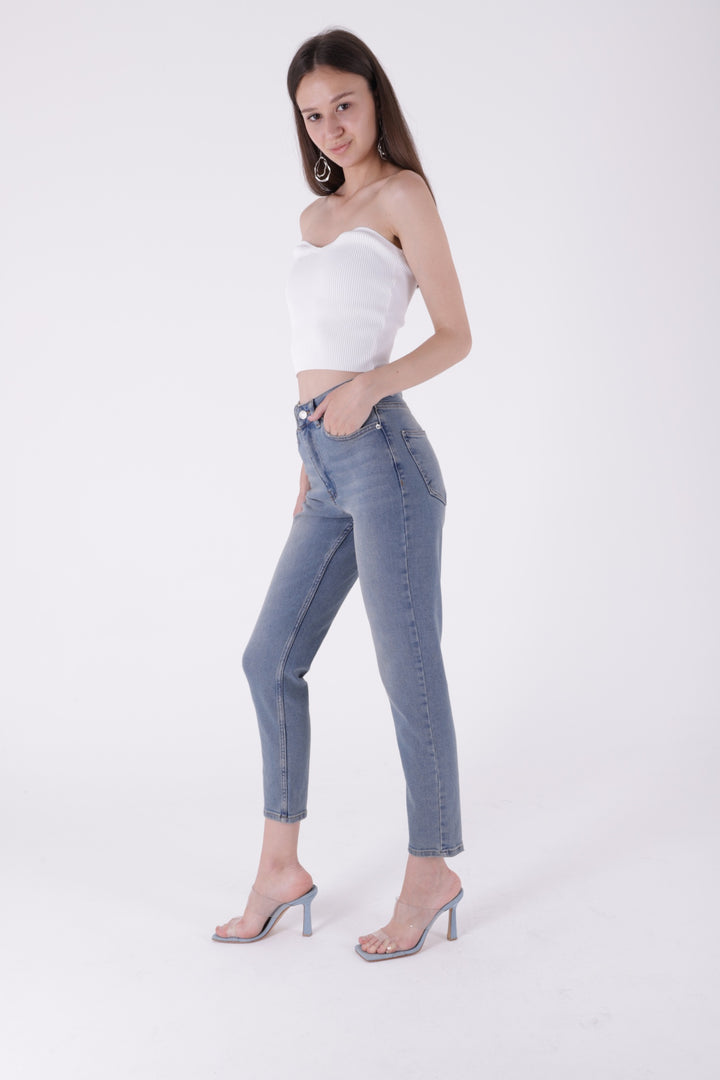 XLJ High Waisted Comfort Slim Ankle Length Jean Mixed - Compiègne